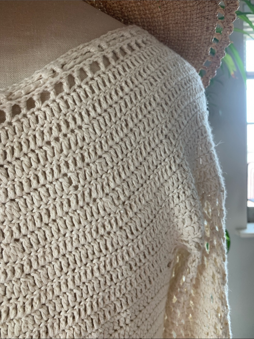 Vtg Nicole Miller Collection Linen/Cotton cream crochet beach coverup/dress SzL - Picture 8 of 9